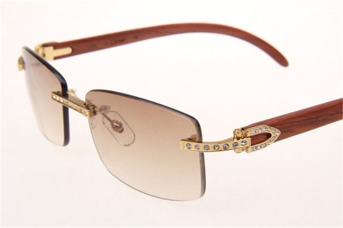 Cartier 3524012 Diamond Wood Sunglasses In Gold With Brown Gradient Lens - DopestKickz