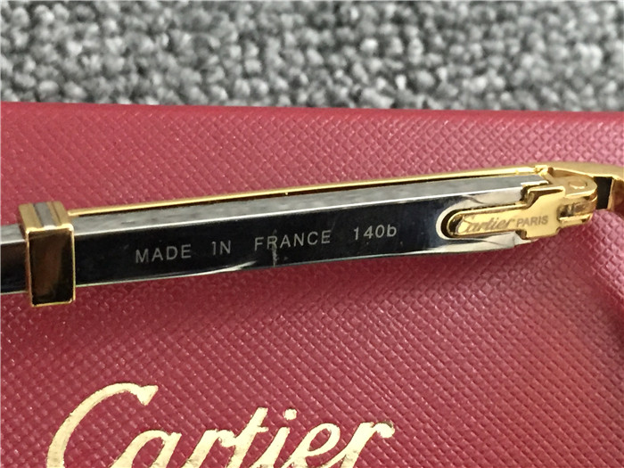 Cartier 7550178 55-22 Diamond Silver Curve Stainless Steel Sunglasses In Gold Brown - DopestKickz