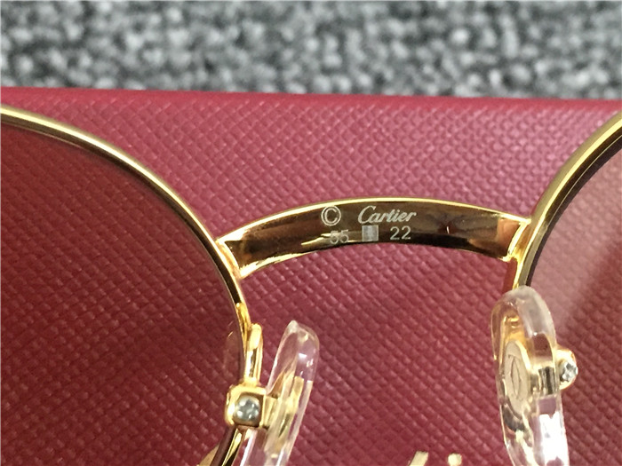 Cartier 7550178 55-22 Diamond Silver Curve Stainless Steel Sunglasses In Gold Brown - DopestKickz