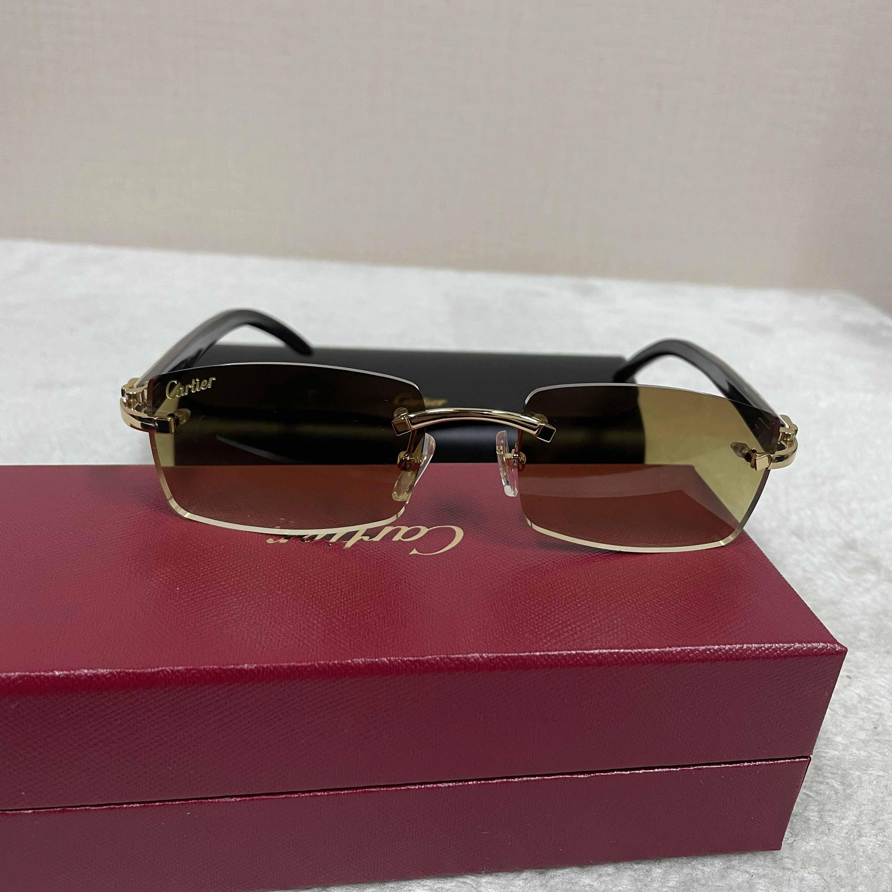 Cartier 3524012 White Buffalo Big Lens Sunglasses In Brown - DopestKickz