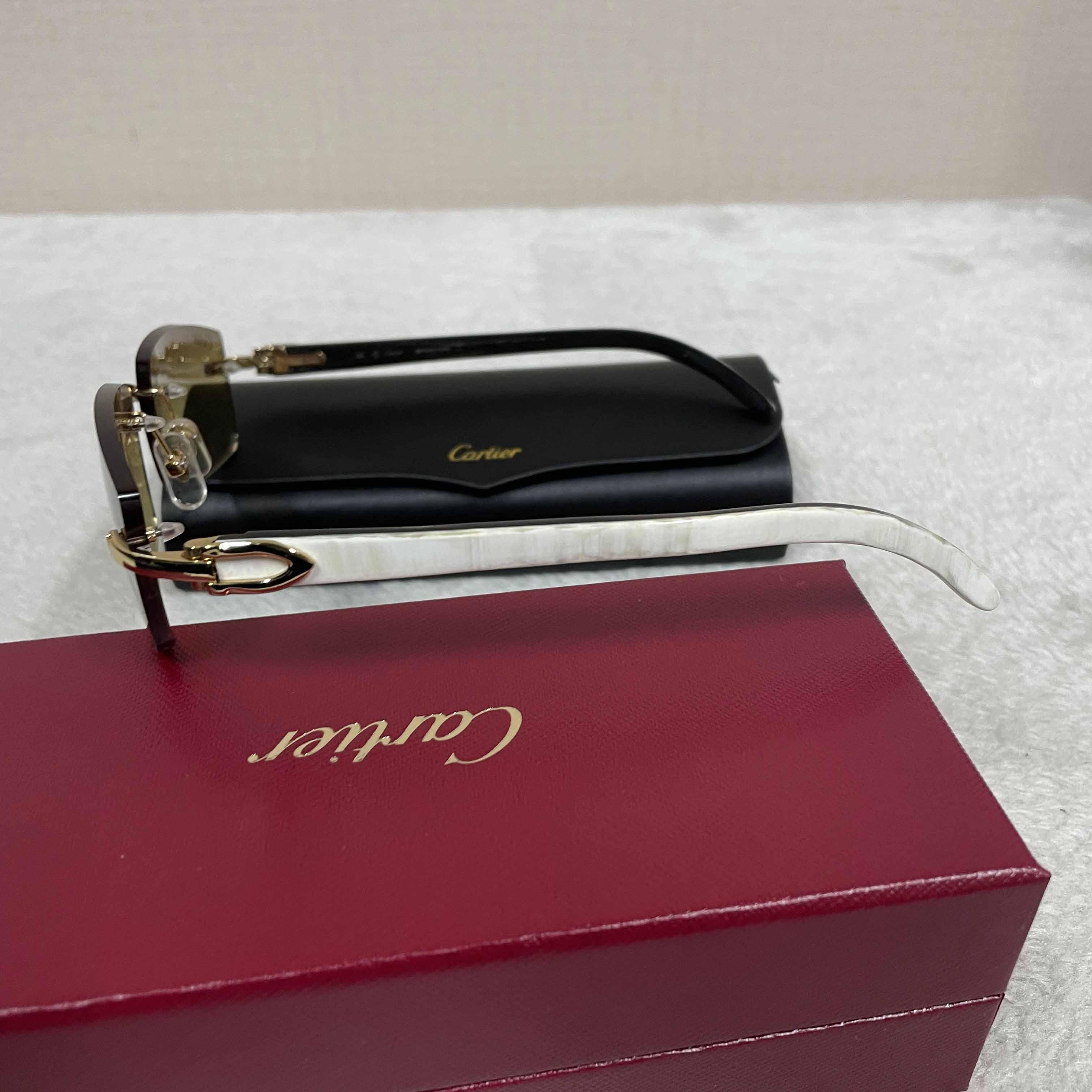 Cartier 3524012 White Buffalo Big Lens Sunglasses In Brown - DopestKickz