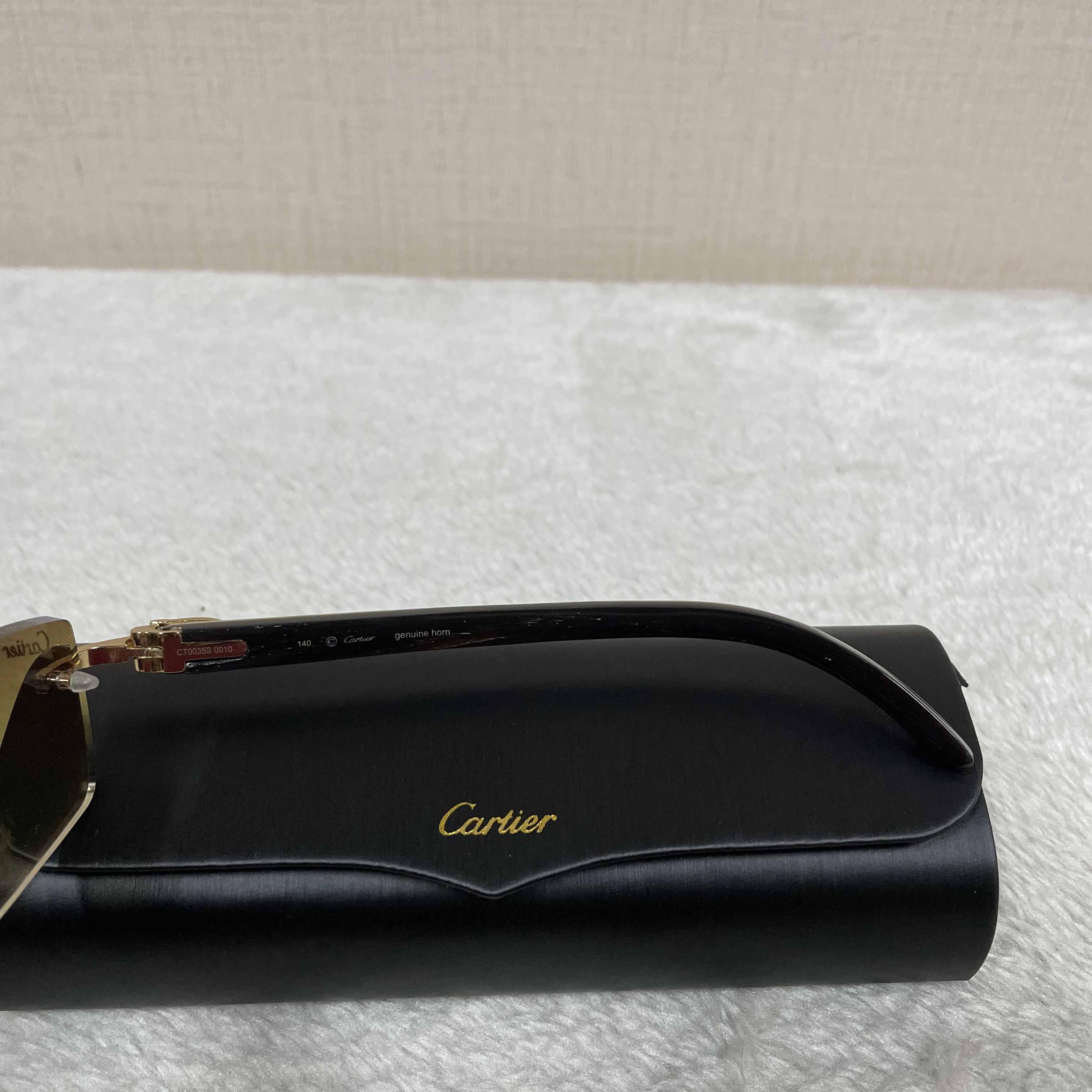 Cartier 3524012 White Buffalo Big Lens Sunglasses In Brown - DopestKickz