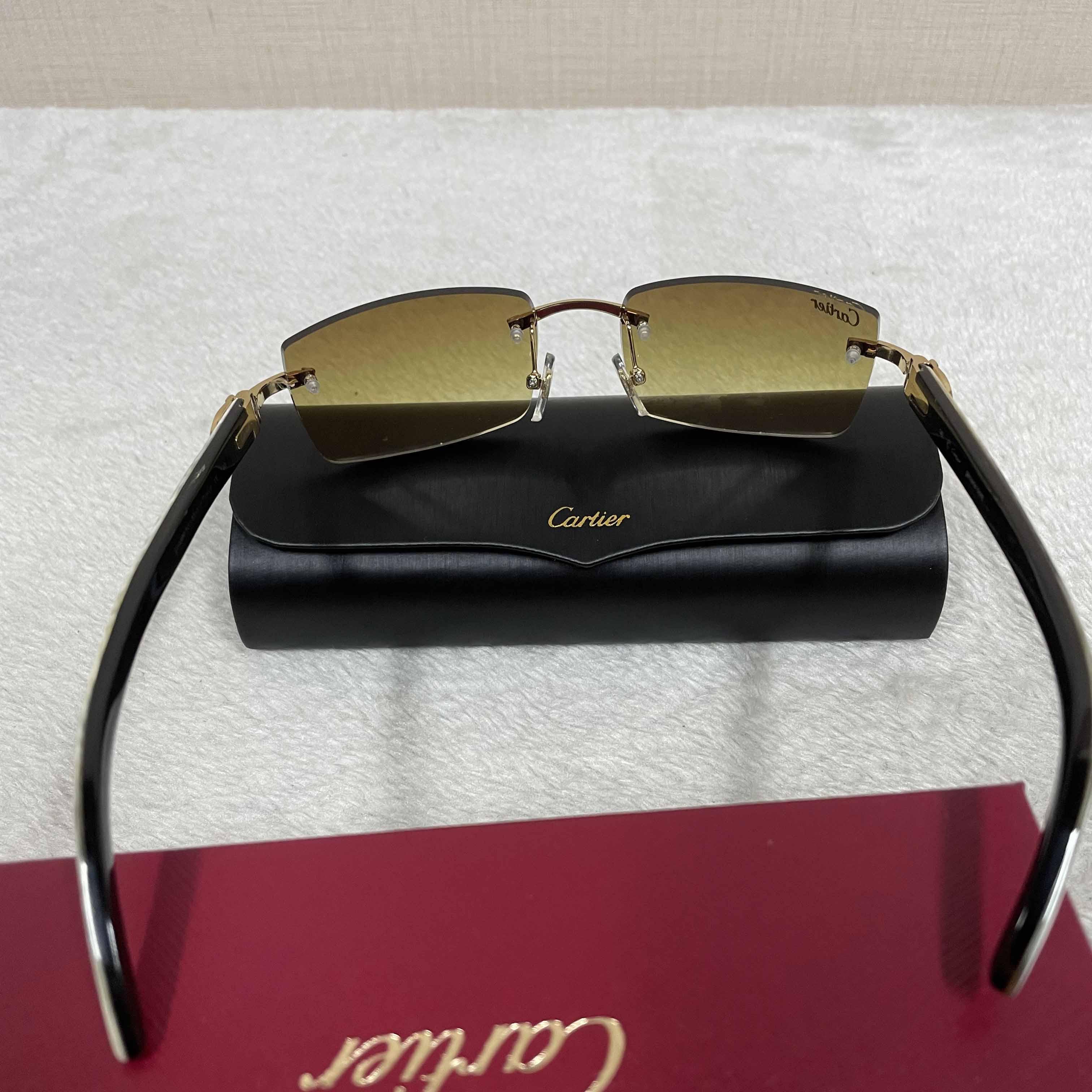 Cartier 3524012 White Buffalo Big Lens Sunglasses In Brown - DopestKickz