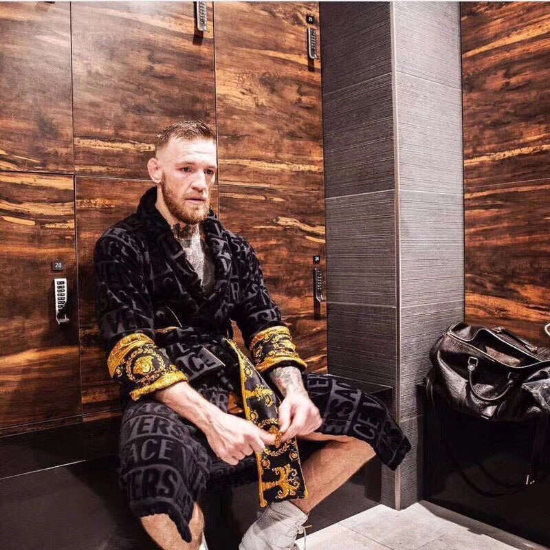 Versace Embroidered Bathrobe Black Gold - DopestKickz