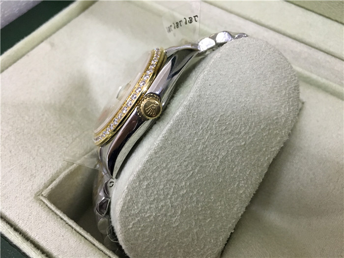 Rolex High Quality Datejust Stainless Steel and Jubille Bracelet Champagne Diamond Dial Full Diamond Bezel Watch - DopestKickz