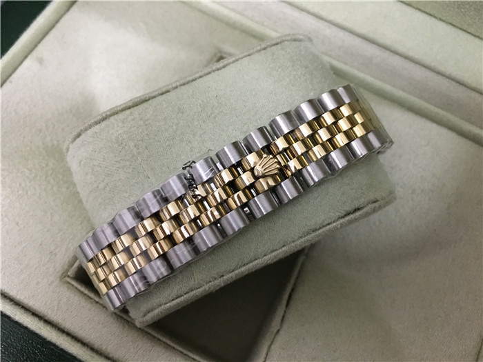 Rolex High Quality Datejust Stainless Steel and Jubille Bracelet Champagne Diamond Dial Full Diamond Bezel Watch - DopestKickz