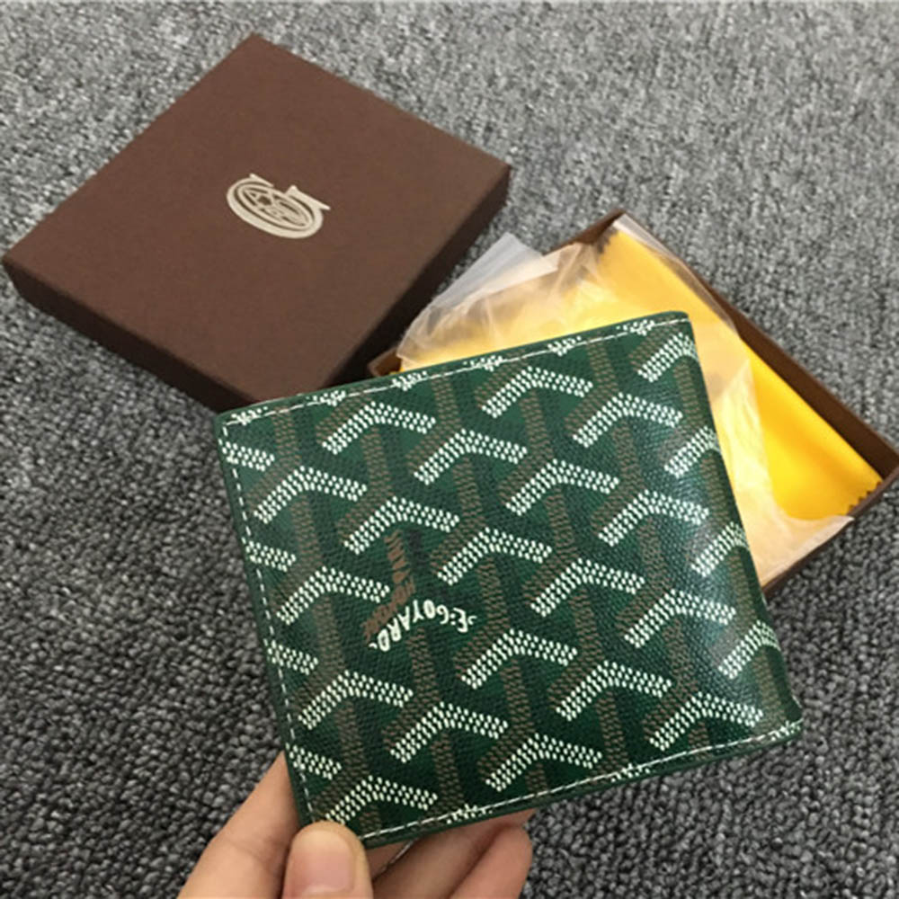 Goyard Short 6 Card Slots Billfold Wallet Green - DopestKickz