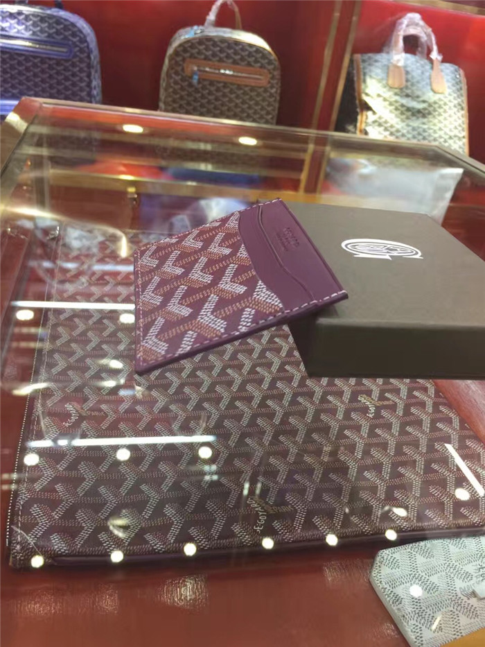 Goyard Card Holder Burgundy - DopestKickz