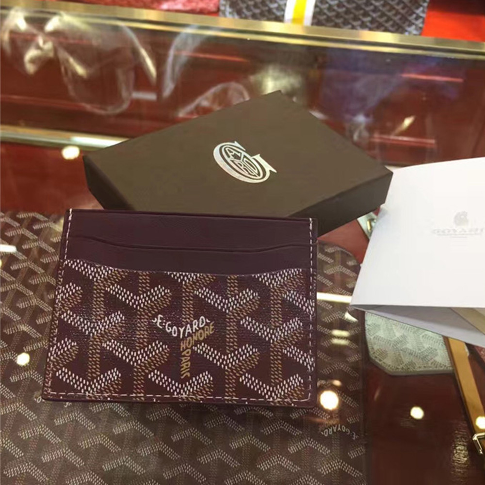 Goyard Card Holder Burgundy - DopestKickz