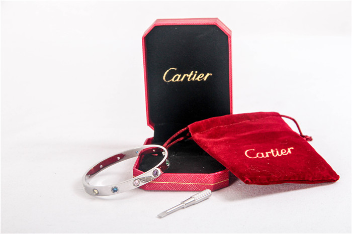 Cartier Love Bracelet Silver With Colorful Stones - DopestKickz