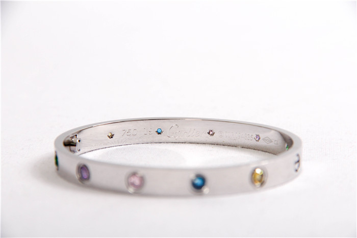 Cartier Love Bracelet Silver With Colorful Stones - DopestKickz