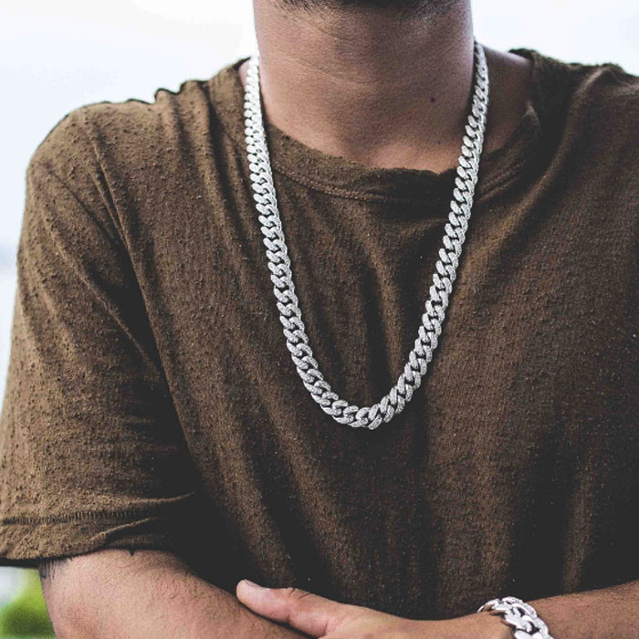 Miami Cuban Chain Cuban Necklace Bundle in White Gold - DopestKickz