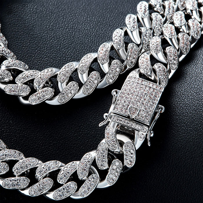 Miami Cuban Chain Cuban Necklace Bundle in White Gold - DopestKickz