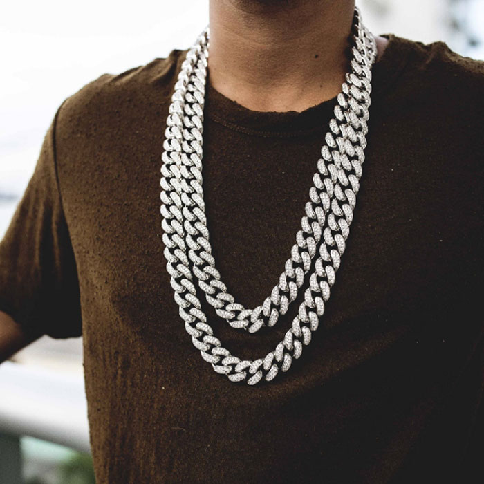 Miami Cuban Chain Cuban Necklace Bundle in White Gold - DopestKickz