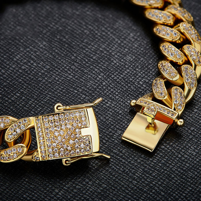 Miami Cuban Chain Diamond Cuban Link Bracelet in Yellow Gold - DopestKickz