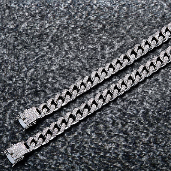 Miami Cuban Chain Diamond Cuban Link Bracelet in White Gold - DopestKickz