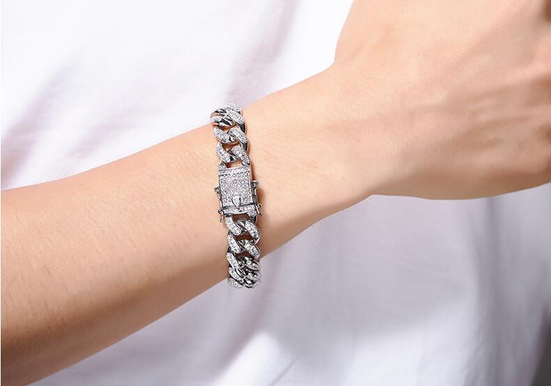 Miami Cuban Chain Diamond Cuban Link Bracelet in White Gold - DopestKickz