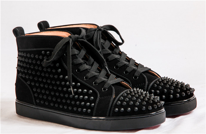 Limited Version Christian Louboutin Louis Spikes Black Orlato Suede Sneakers - DopestKickz