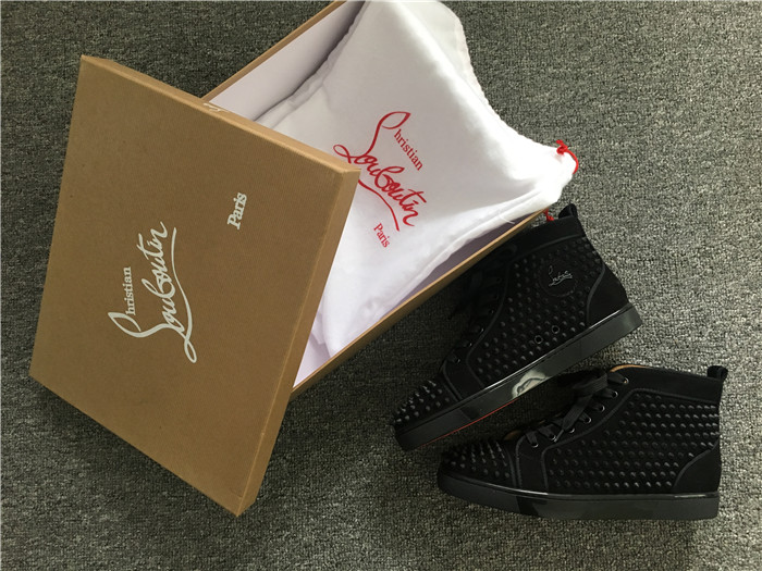 Limited Version Christian Louboutin Louis Spikes Black Orlato Suede Sneakers - DopestKickz