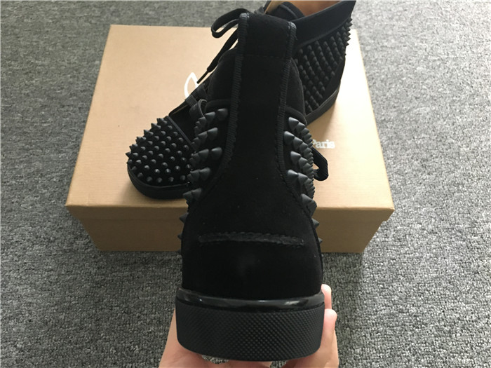 Limited Version Christian Louboutin Louis Spikes Black Orlato Suede Sneakers - DopestKickz