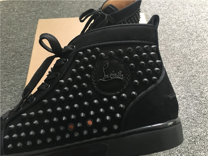 Limited Version Christian Louboutin Louis Spikes Black Orlato Suede Sneakers - DopestKickz