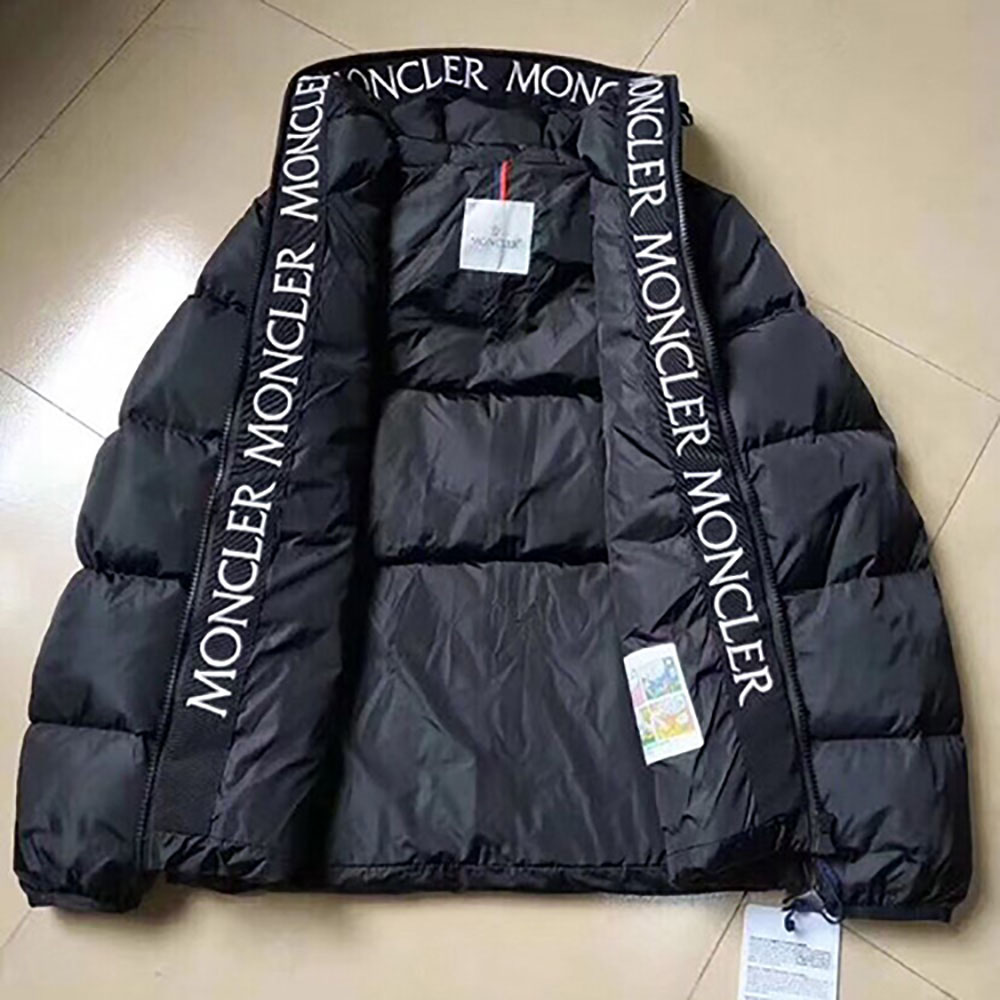 Moncler Jacket With Moncler Embroidered Ribbon Trim(Black) - DopestKickz