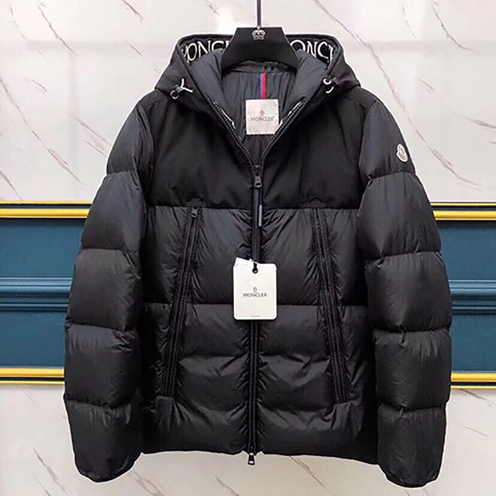 Moncler Jacket With Moncler Embroidered Ribbon Trim(Black) - DopestKickz