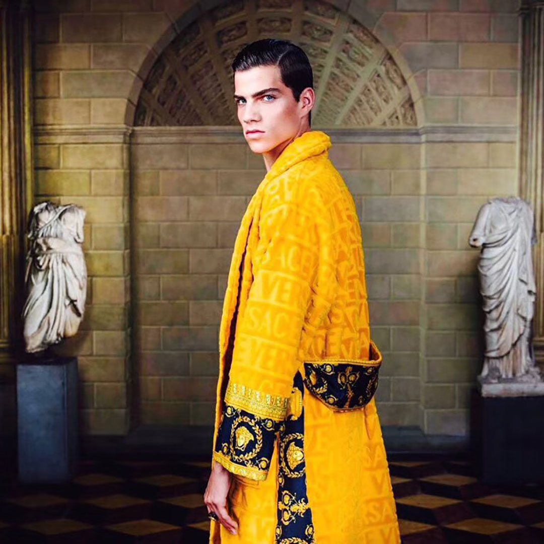 Versace Embroidered Bathrobe Yellow - DopestKickz