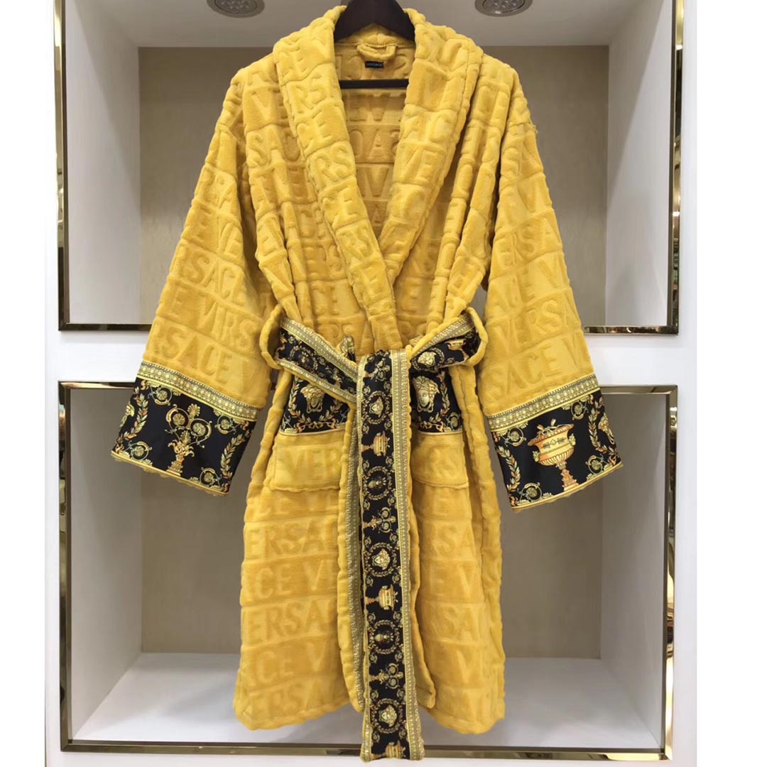 Versace Embroidered Bathrobe Yellow - DopestKickz
