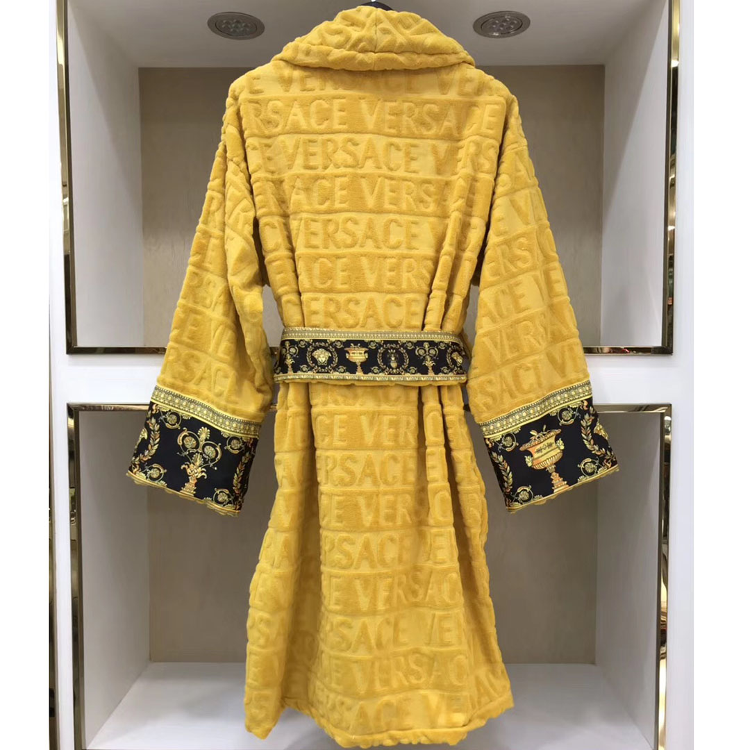 Versace Embroidered Bathrobe Yellow - DopestKickz