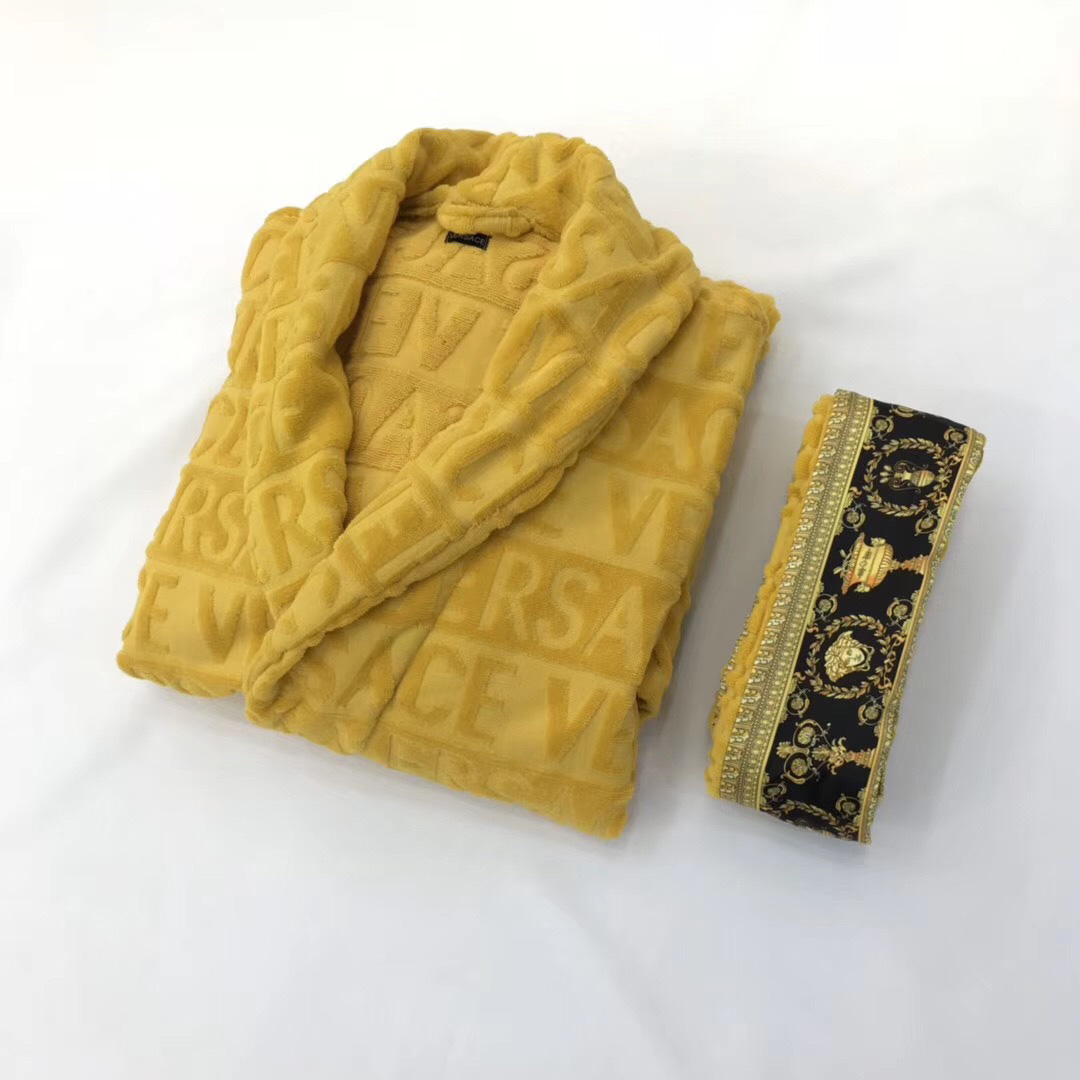 Versace Embroidered Bathrobe Yellow - DopestKickz