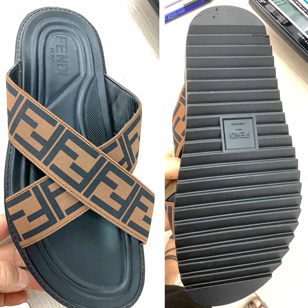 Fendi FF Printed Crossed Strap Slides Sandals - DopestKickz