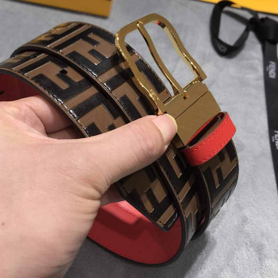 Fendi FF Motif Leather Belt - DopestKickz