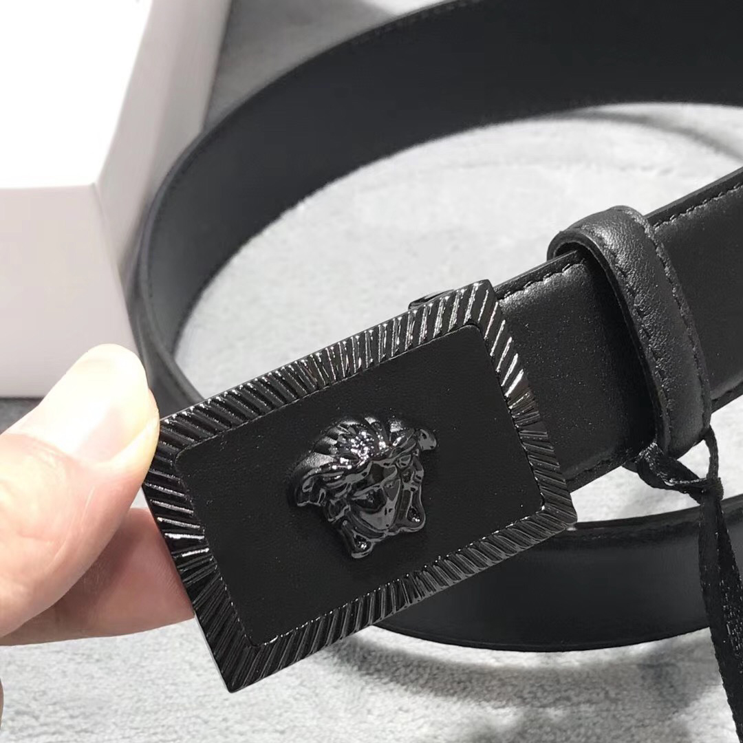 Versace Medusa Head Leather Belt - DopestKickz