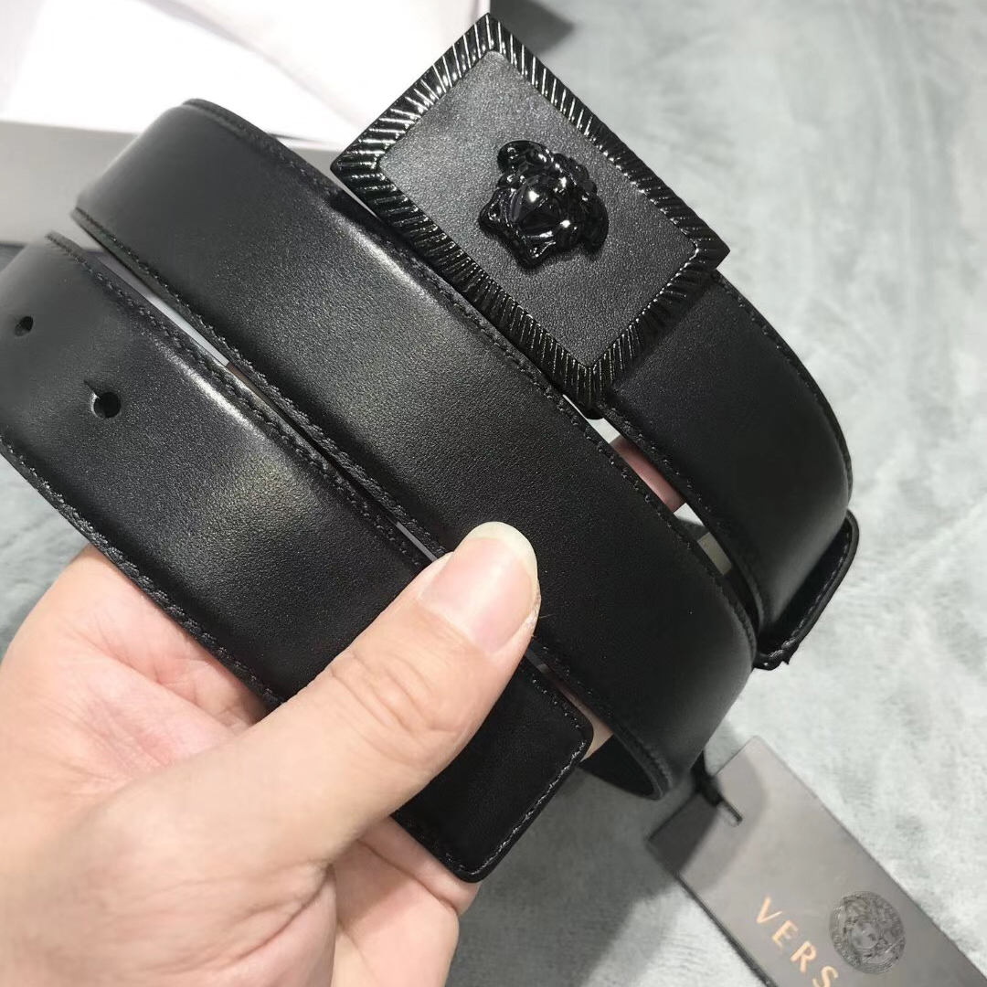 Versace Medusa Head Leather Belt - DopestKickz