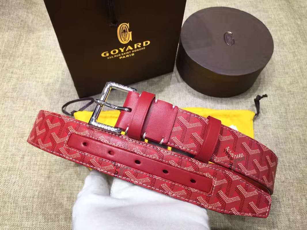 Goyard Paris Leather Mens Red Belt - DopestKickz
