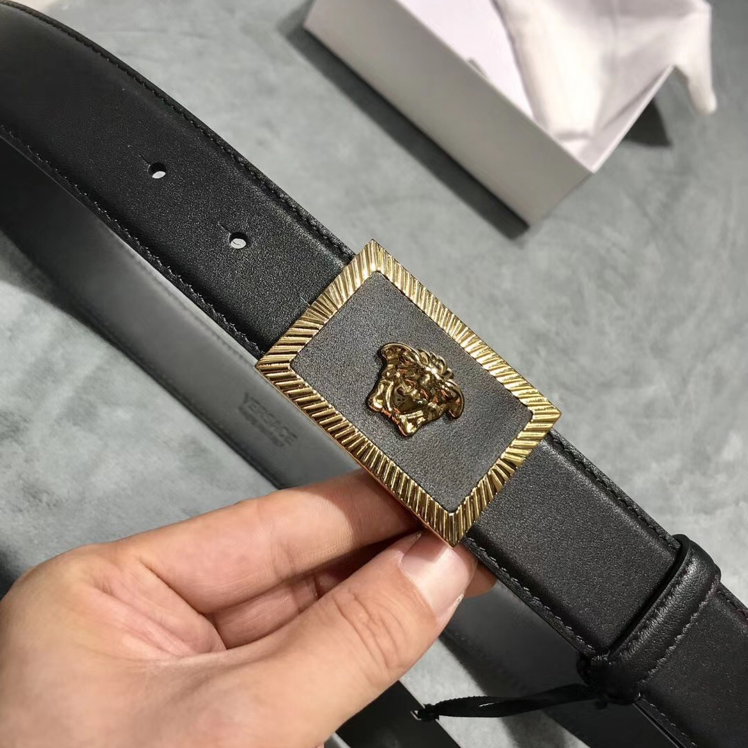 Versace Medusa Head Leather Belt - DopestKickz