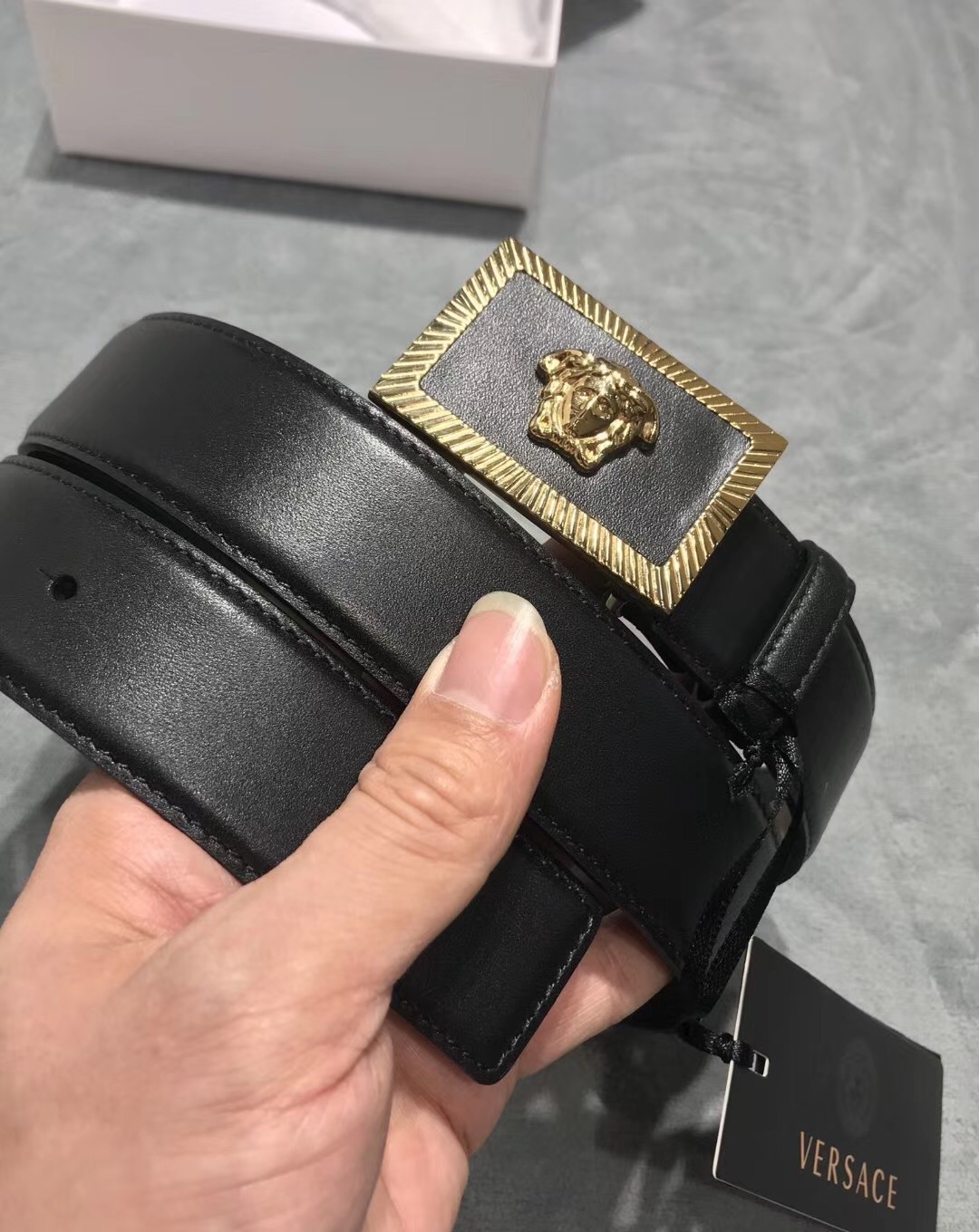Versace Medusa Head Leather Belt - DopestKickz
