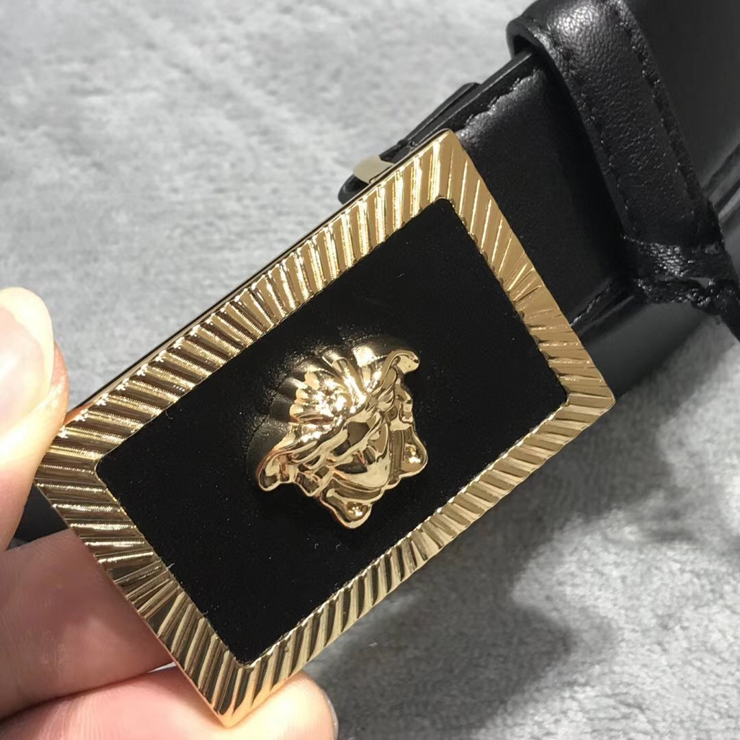 Versace Medusa Head Leather Belt - DopestKickz