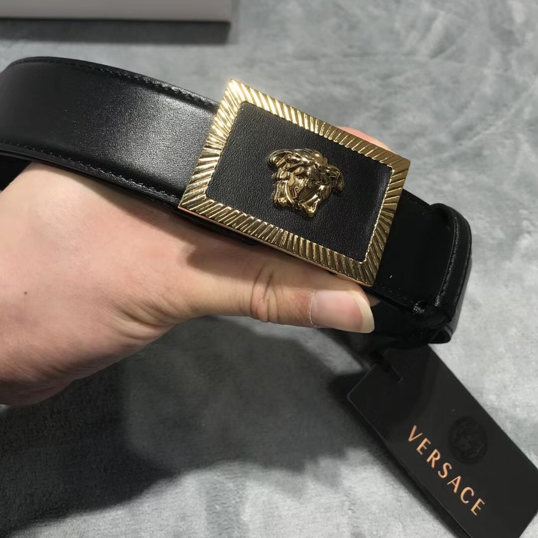 Versace Medusa Head Leather Belt - DopestKickz