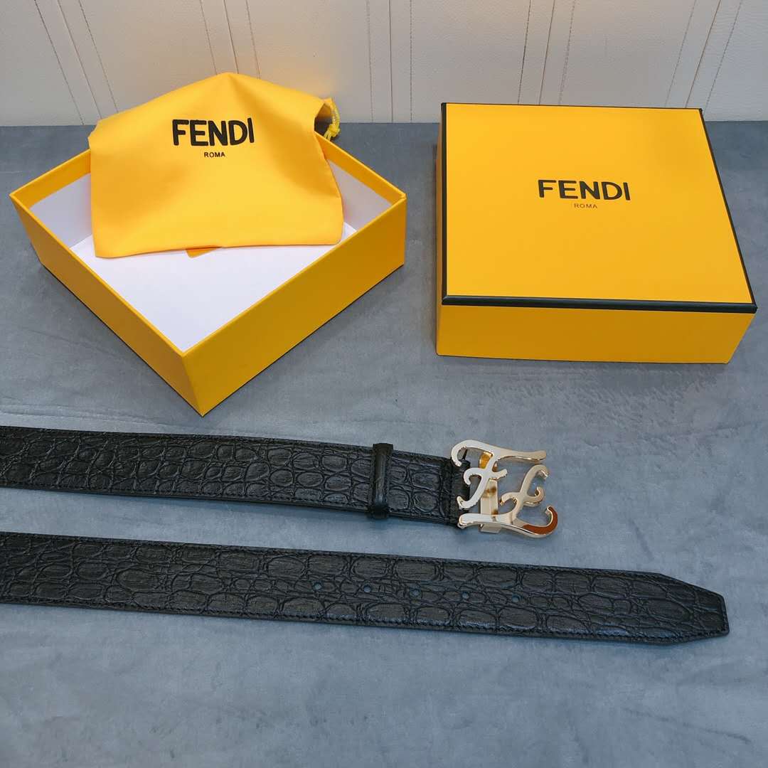 Fendi Leather Belt With FF Buckle - DopestKickz