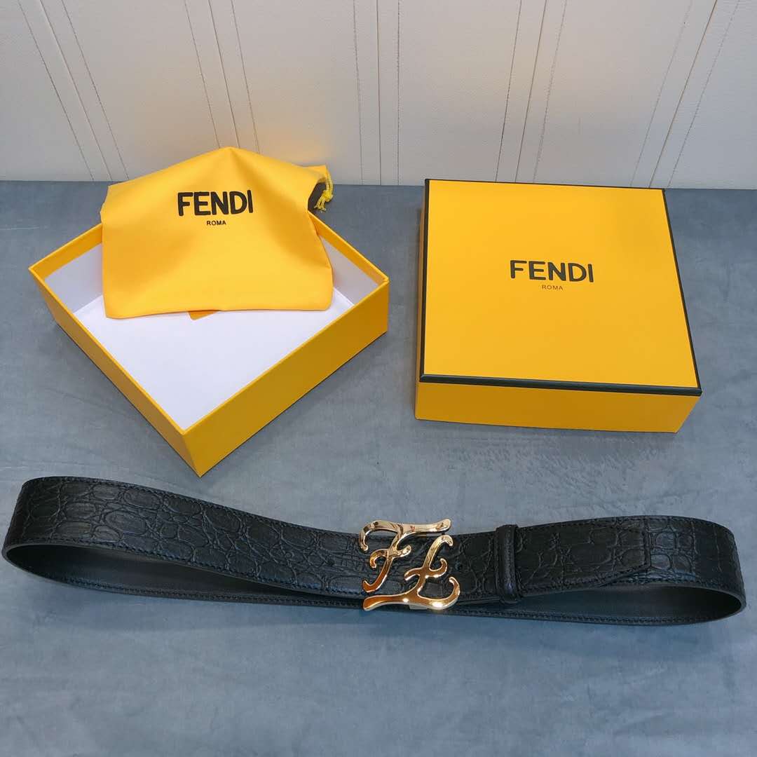 Fendi Leather Belt With FF Buckle - DopestKickz