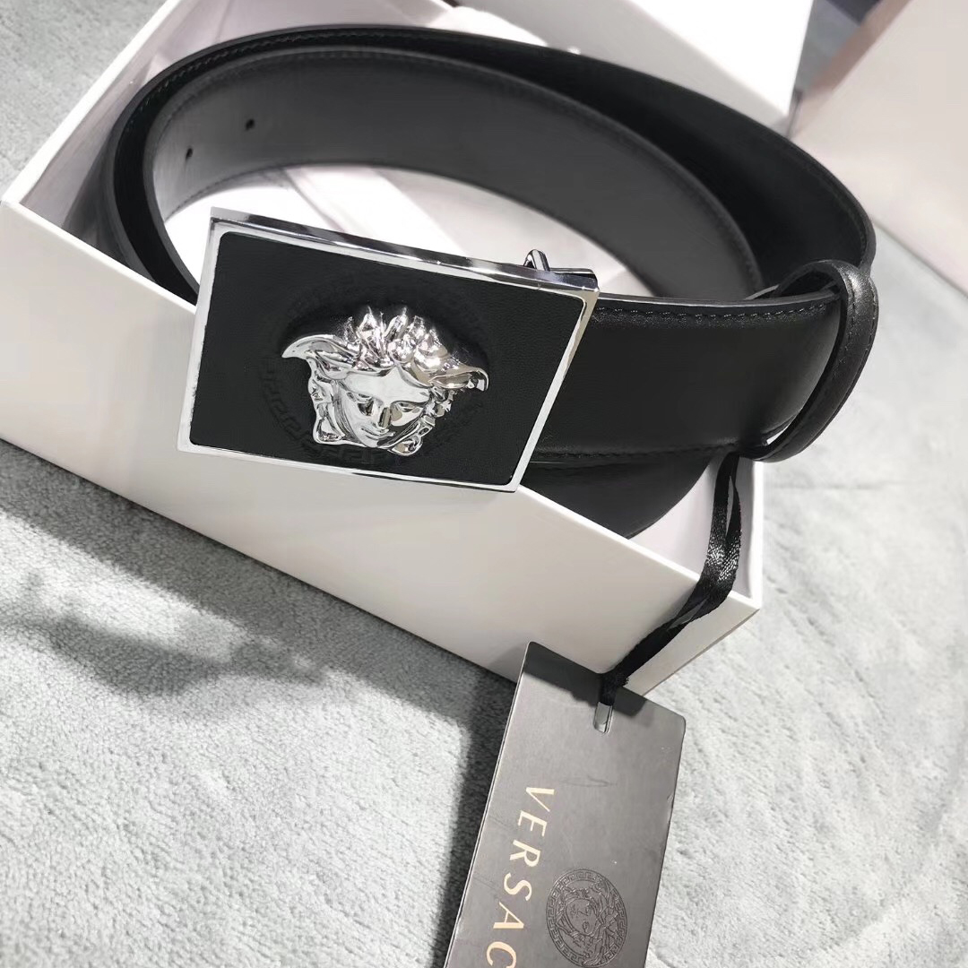 Versace Medusa Head Leather Belt - DopestKickz