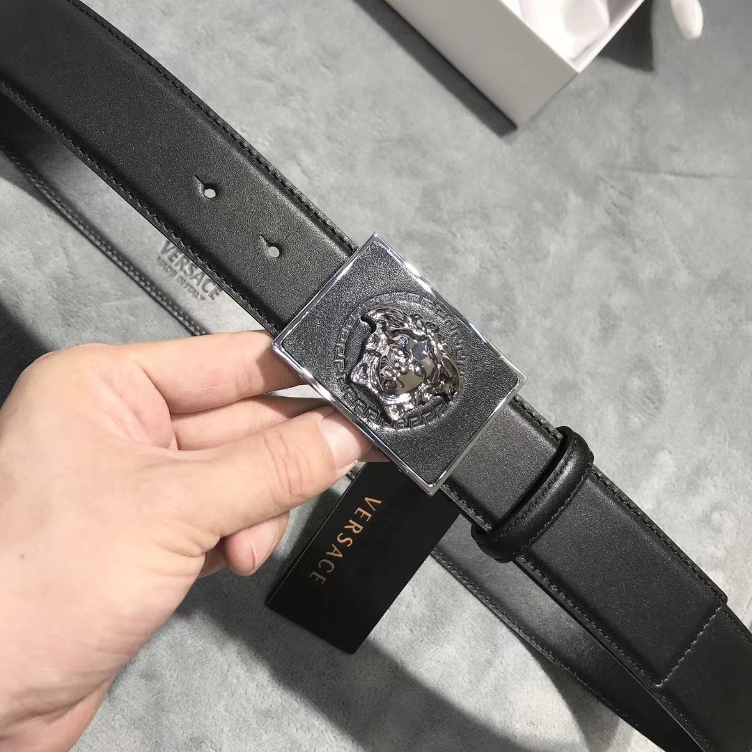 Versace Medusa Head Leather Belt - DopestKickz
