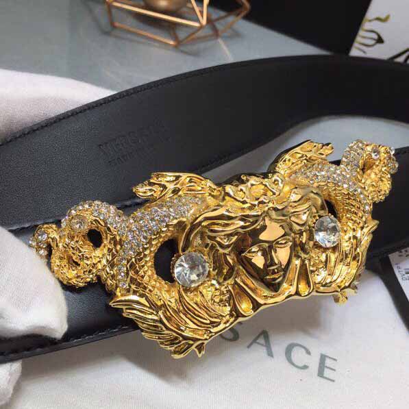 Versace Medusa Head Leather Belt - DopestKickz