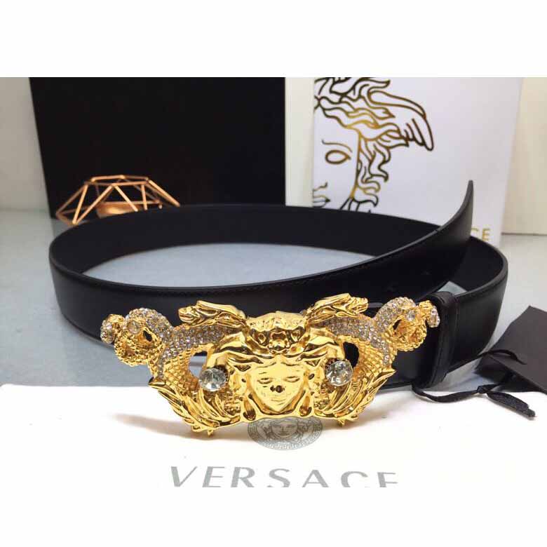 Versace Medusa Head Leather Belt - DopestKickz
