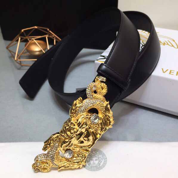 Versace Medusa Head Leather Belt - DopestKickz