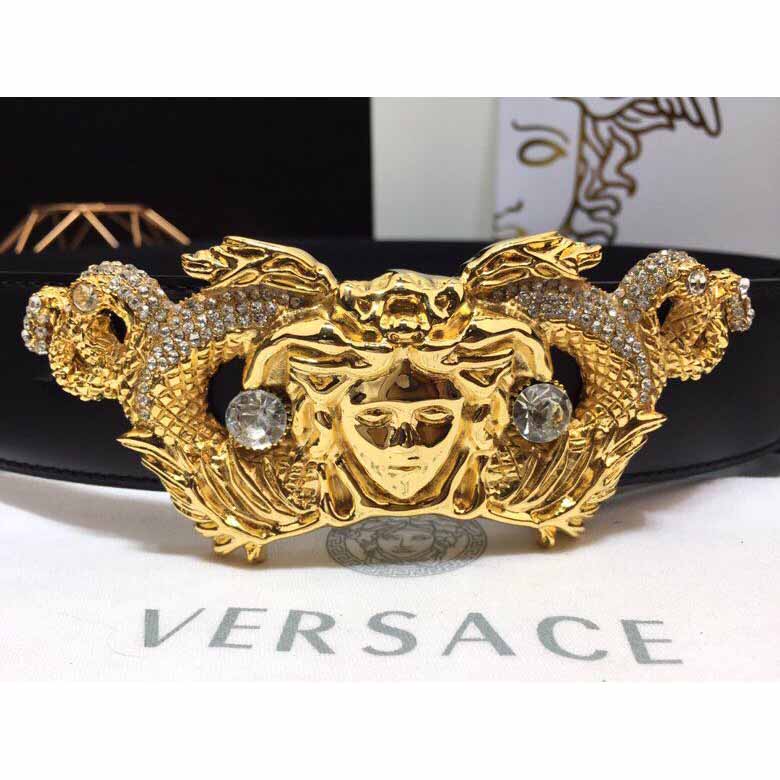 Versace Medusa Head Leather Belt - DopestKickz