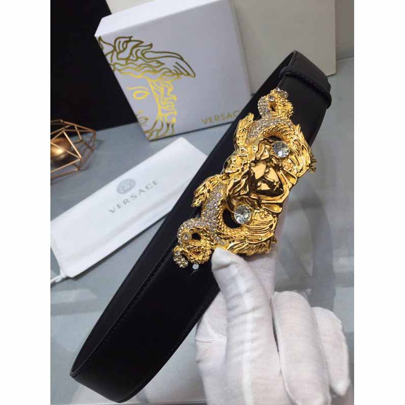 Versace Medusa Head Leather Belt - DopestKickz