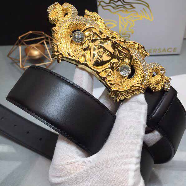 Versace Medusa Head Leather Belt - DopestKickz